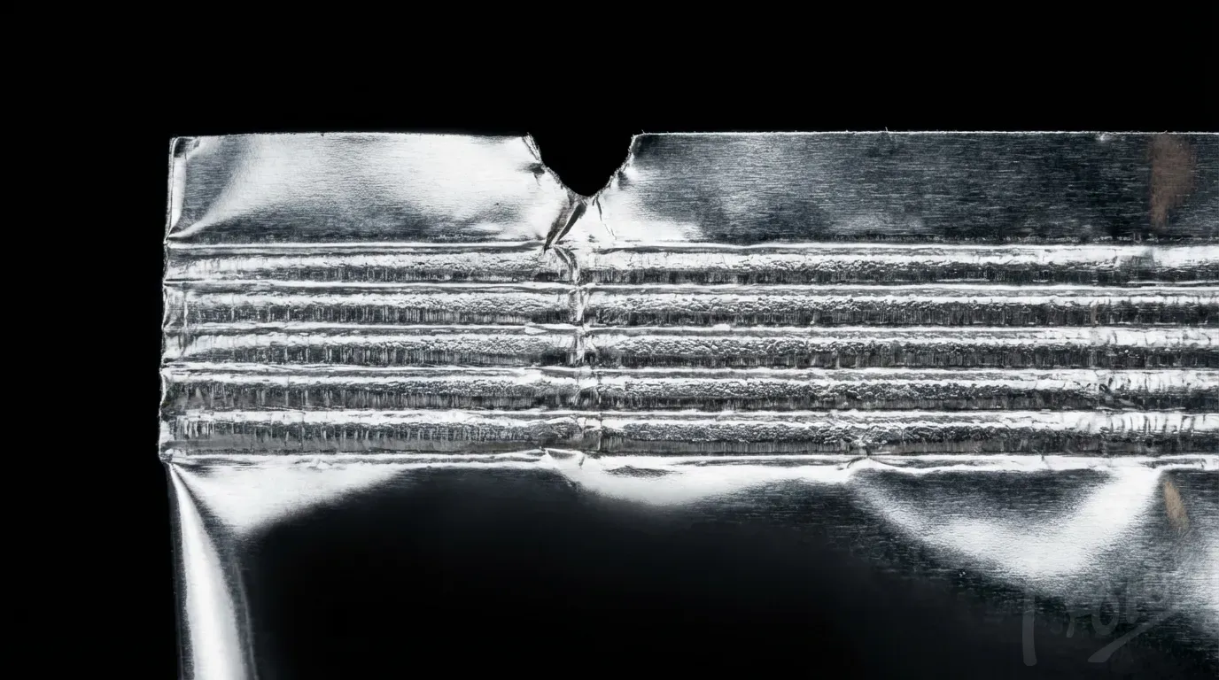 Foil barrier sachet with tear notch for pharmaceutical and supplement packaging