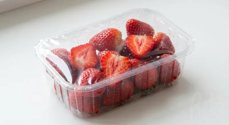 Fresh strawberries in clear lidded punnet