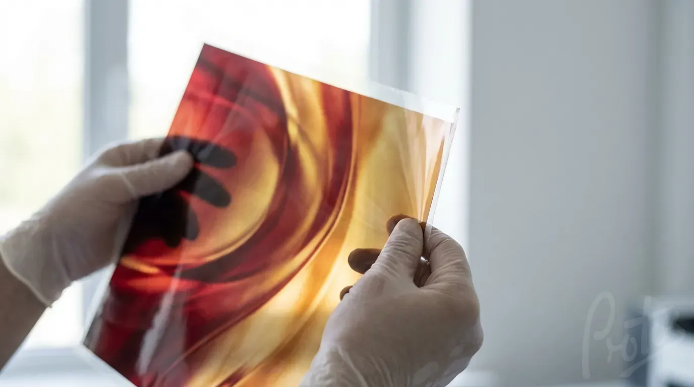 Flexographic printing press running flexible packaging film showing print quality and colour registration
