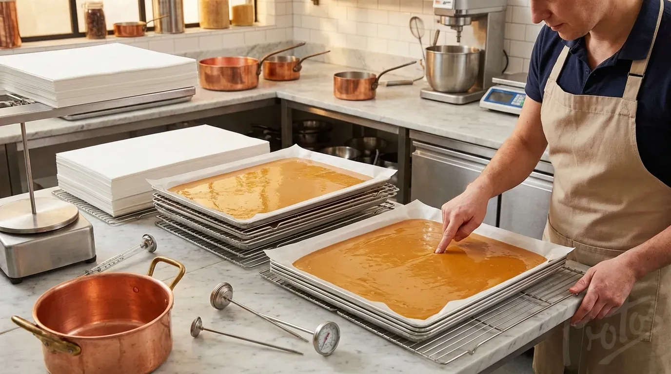 Confectionery production with siliconised paper lining trays for fudge and toffee